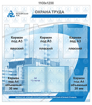 Стенд информационный (3 кармана под плакаты А3, 2 объемных кармана А4, 1 перекидная система А4 на 10 л.)